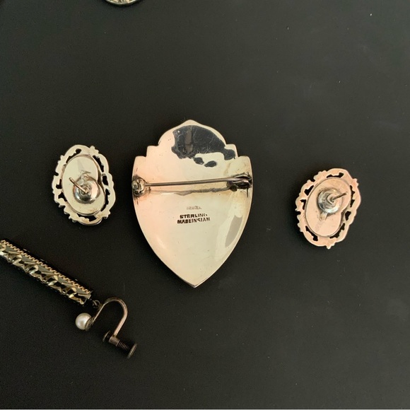 Siam Sterling brooch & earrings - Picture 3 of 8